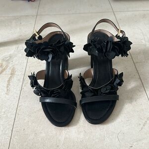 Tory Burch Black Flower Leather heels